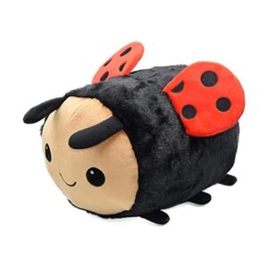Peluche de mariquita con cara sonriente y alas rojas_1