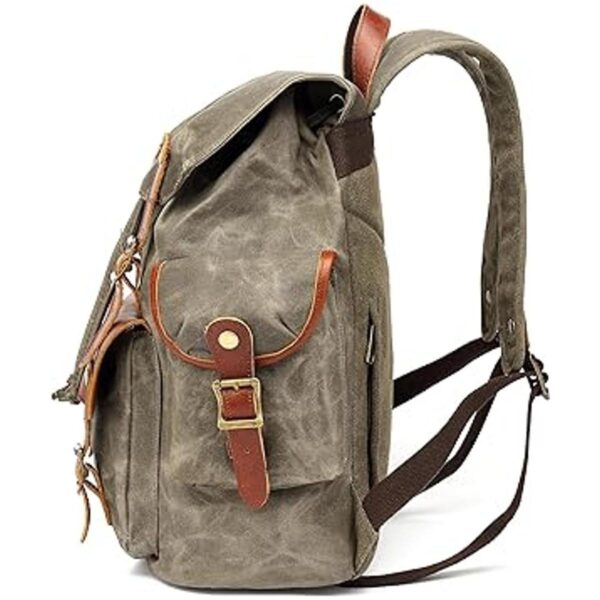 Mochila de cuero encerada para hombres militar táctica_6