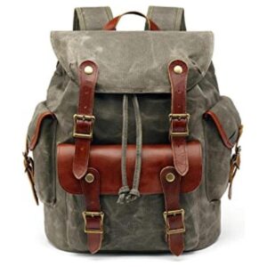 Mochila de cuero encerada para hombres militar táctica_1