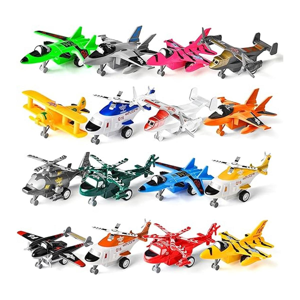 JOYIN 16 piezas de juguetes de avión de tracción trasera