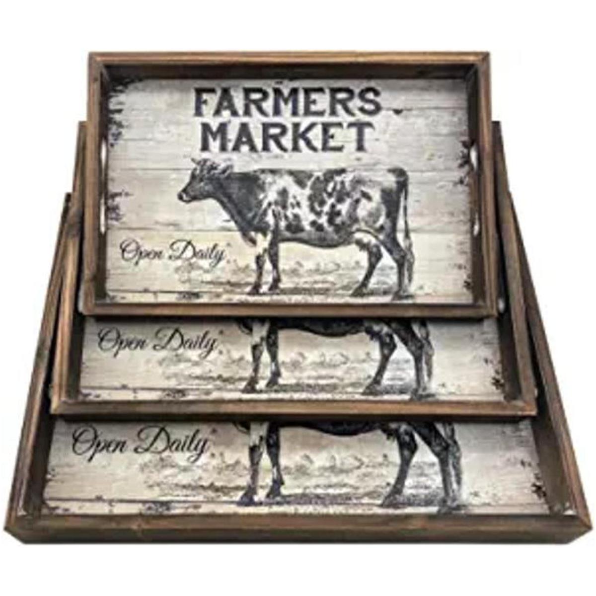 DeliDecor Bandejas decorativas grandes con asa juego de