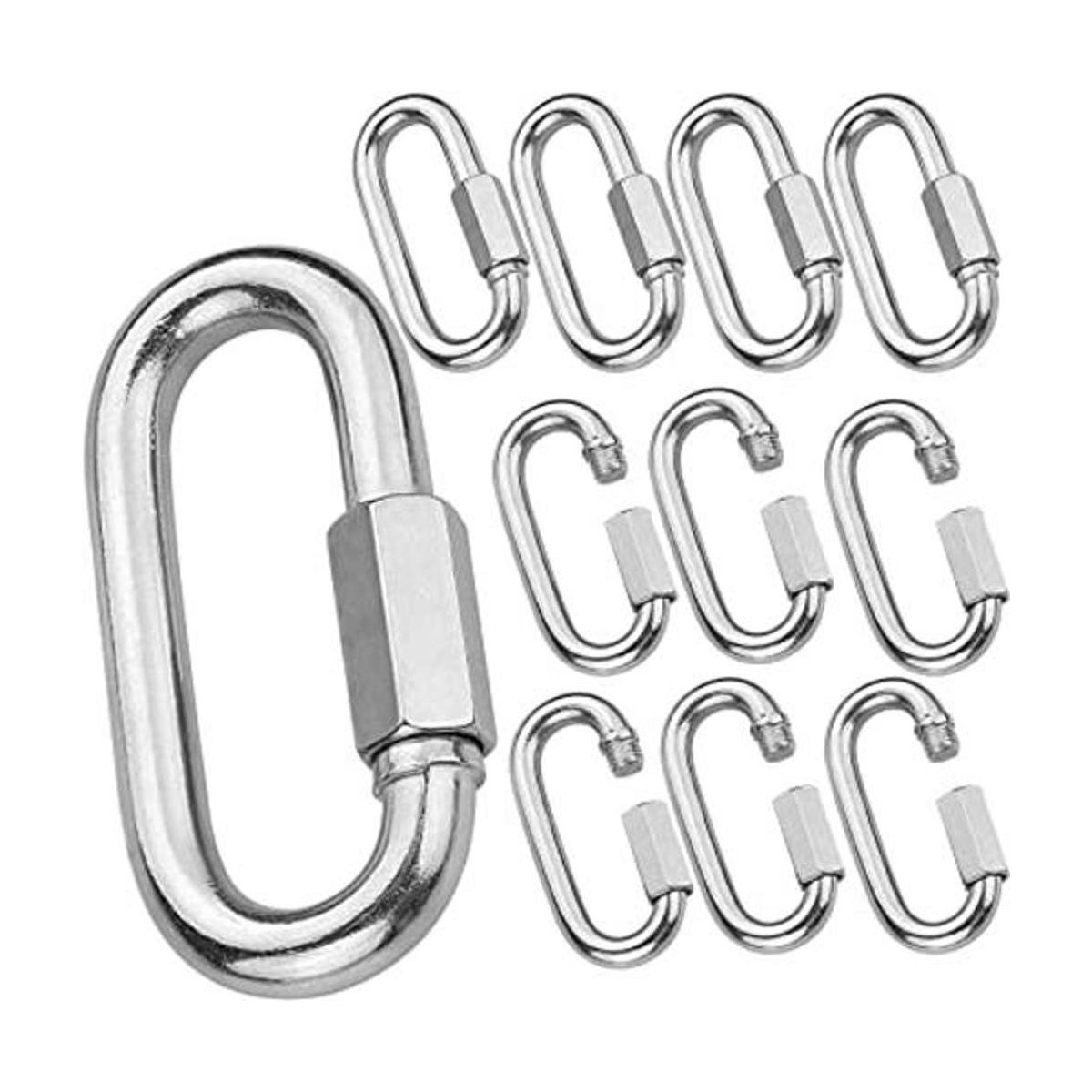 Paquete de 12 eslabones rápidos de acero inoxidable de 14