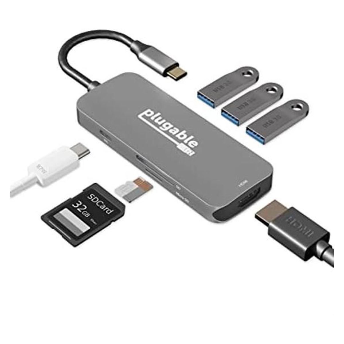Plugable Hub USBC 7 en 1 compatible con Mac Windows
