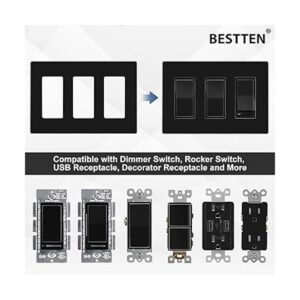 BESTTEN Placa de pared negra de 3 bandas sin tornillos_5