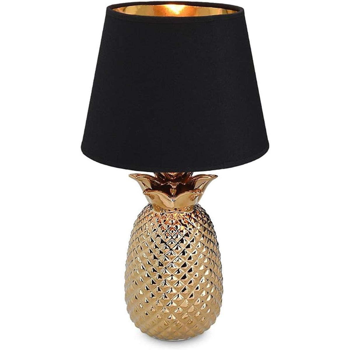 Navaris Lámpara de mesa de piña dorada Mini lámpara de