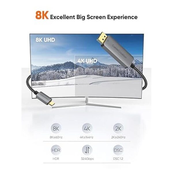 Cable USB C a DisplayPort de 6 pies 8K a 60 Hz 4K a 144_2