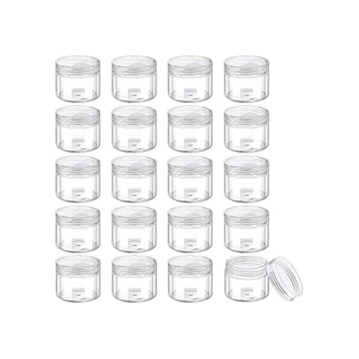 Juego de 20 tarros redondos de plástico con tapa para