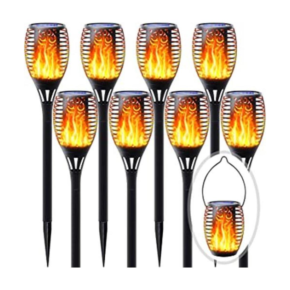 FITSAN Paquete de 8 luces solares de antorcha con llama