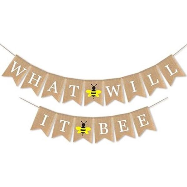 Guirnalda de arpillera con diseño de abeja con texto en_1