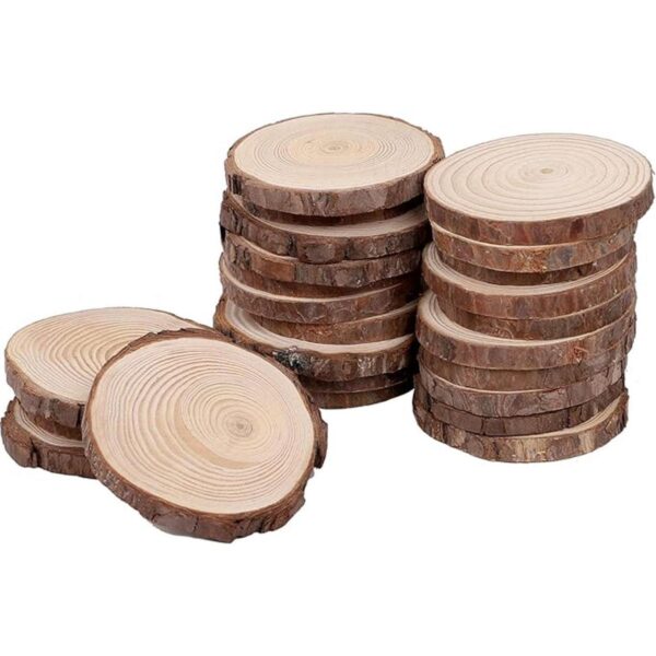 KINJOEK 36 piezas de rodajas de madera natural de 3.54_1