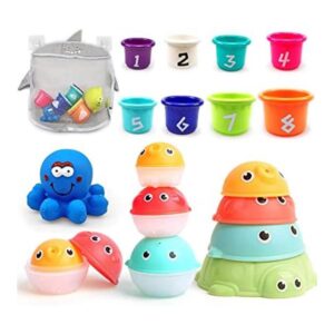 MoraBaby Juguetes apilables para el baño de bebé con bolsa_1