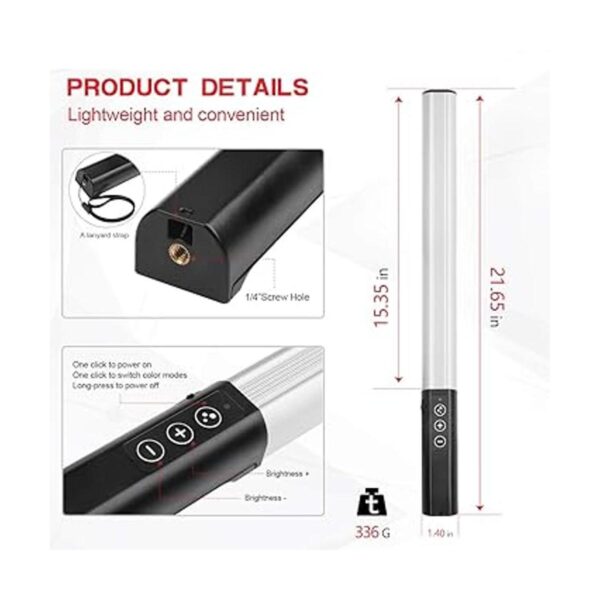 Hagibis Varita de luz LED de mano RGB para fotografía de 9_2