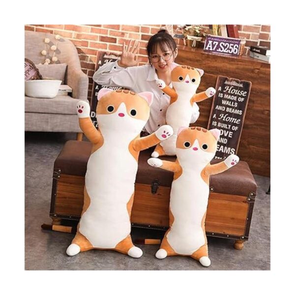 Jensquaify Almohada larga de felpa de gato suave_6