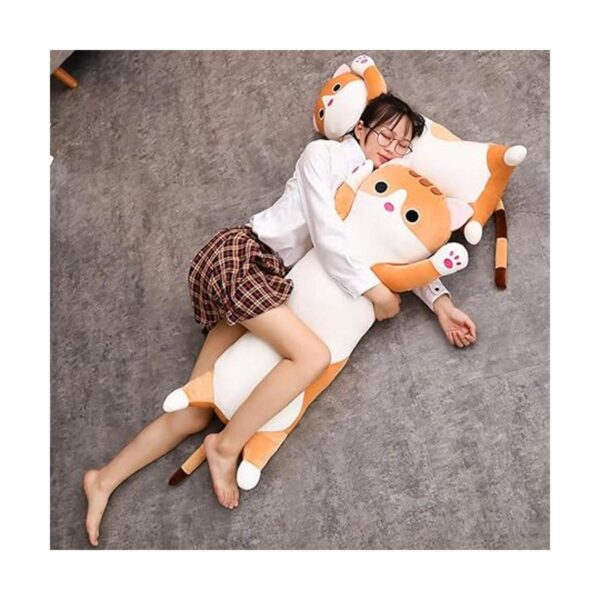 Jensquaify Almohada larga de felpa de gato suave_5