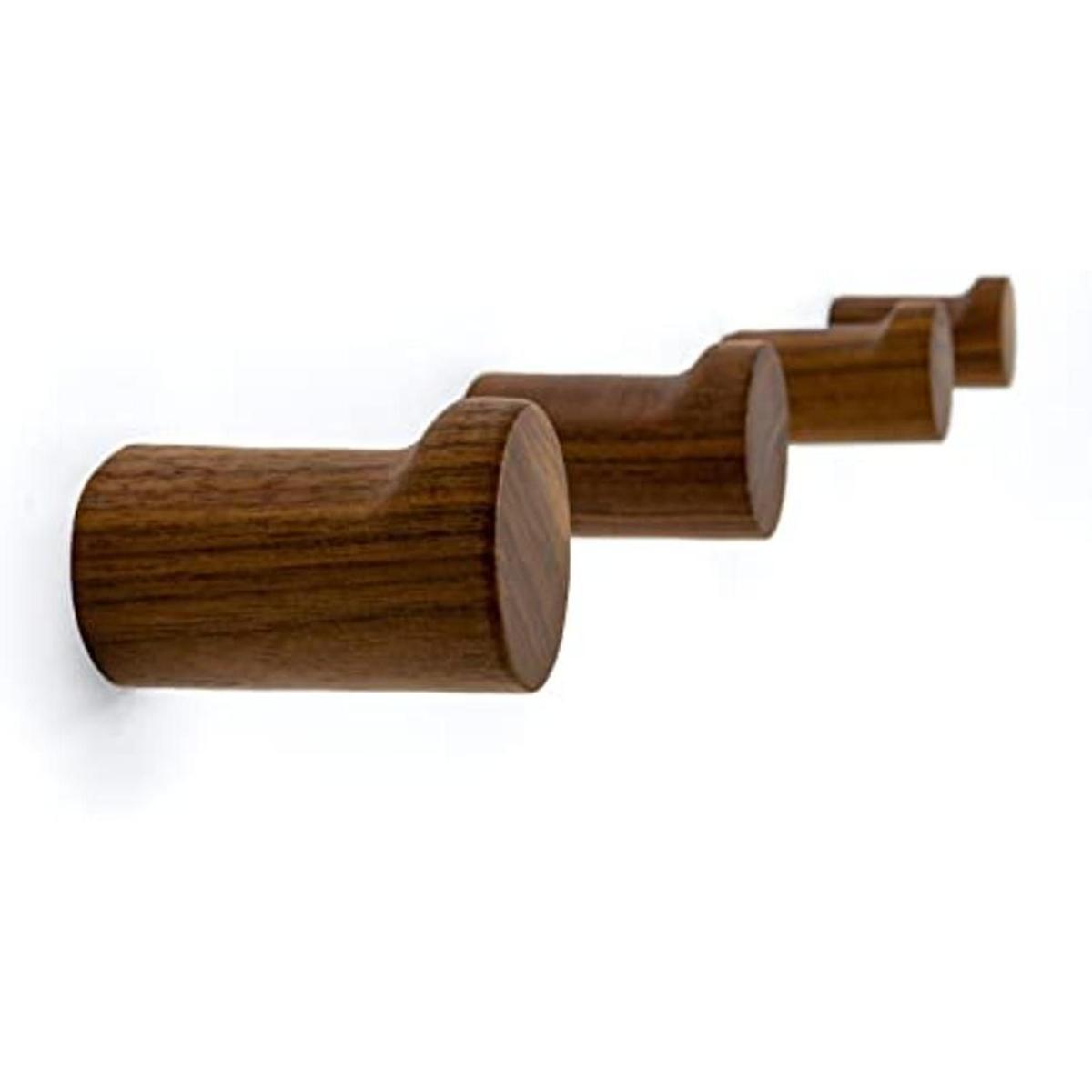 NAUMOO Ganchos de pared de madera natural paquete de 4