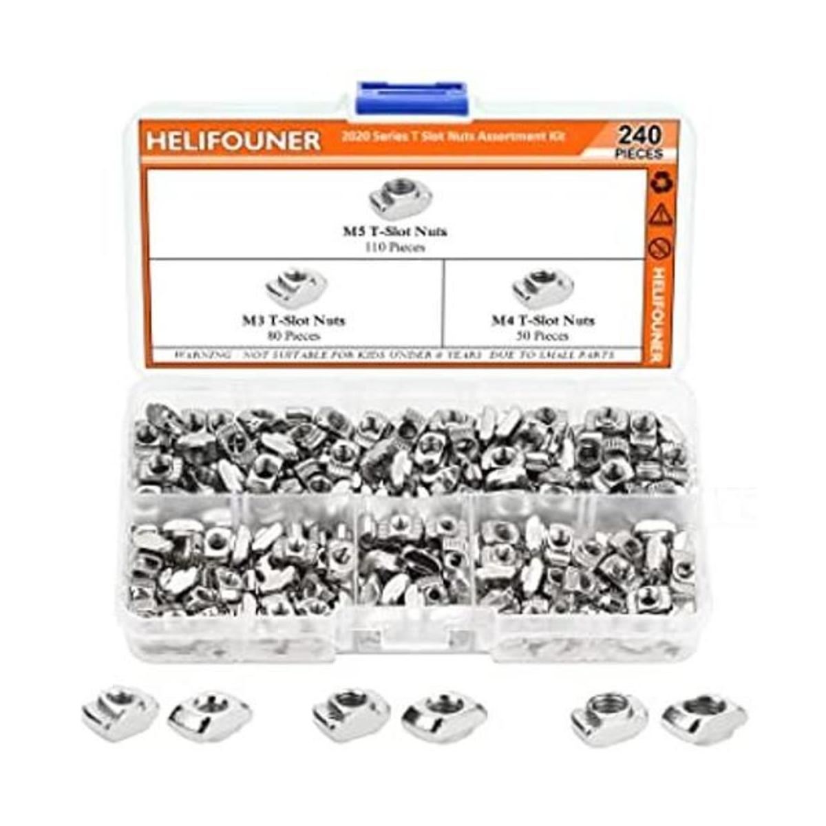HELIFOUNER 240 piezas de tuercas T de la serie 2020 M3 M4