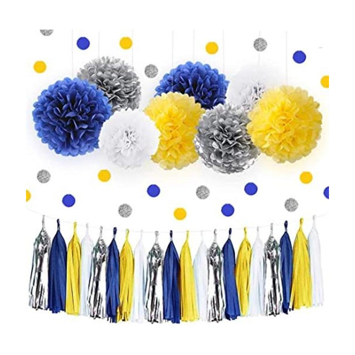 IGUO 30 pompones de tejido para fiestas color amarillo