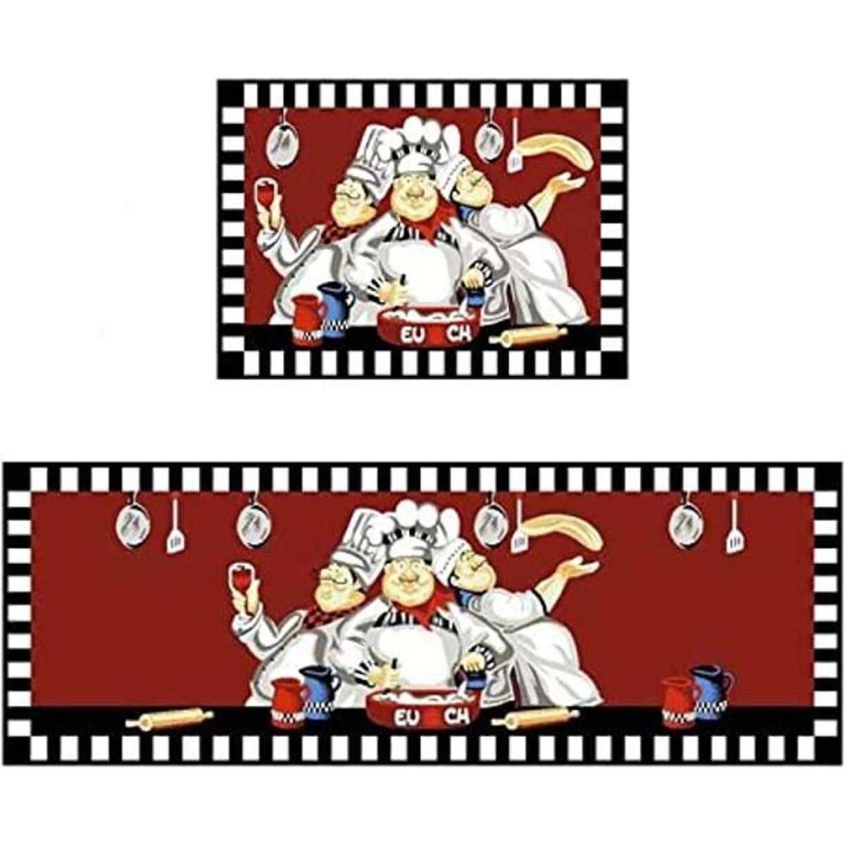 EUCH Juego de 2 alfombrillas de cocina con respaldo de