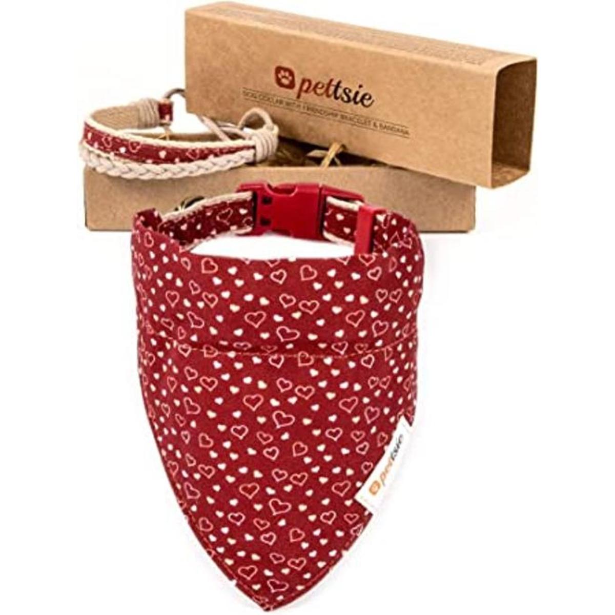 Pettsie Collar de perro a juego bandana y pulsera de