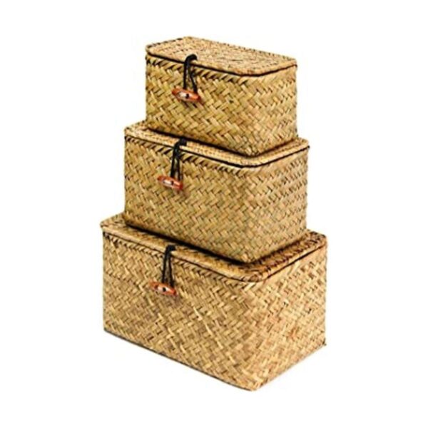 FEILANDUO Cestas de estante con tapa juego de 3 cajas de_1