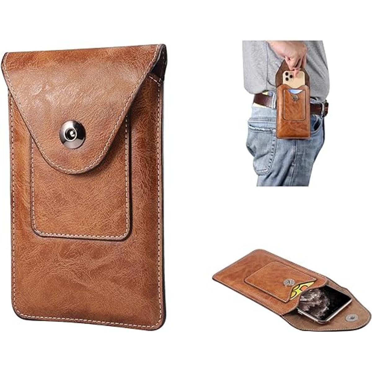 Funda de piel para teléfono móvil con clip para cinturón
