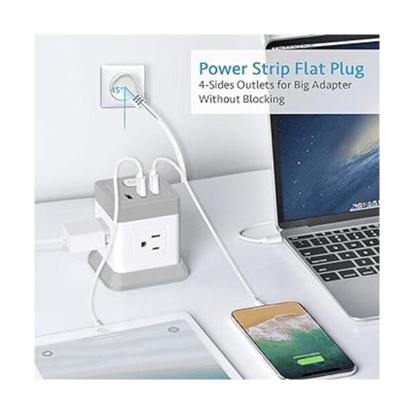 BEVA Regleta de alimentación con 4 tomas 3 puertos USB_4