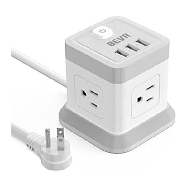 BEVA Regleta de alimentación con 4 tomas 3 puertos USB_1