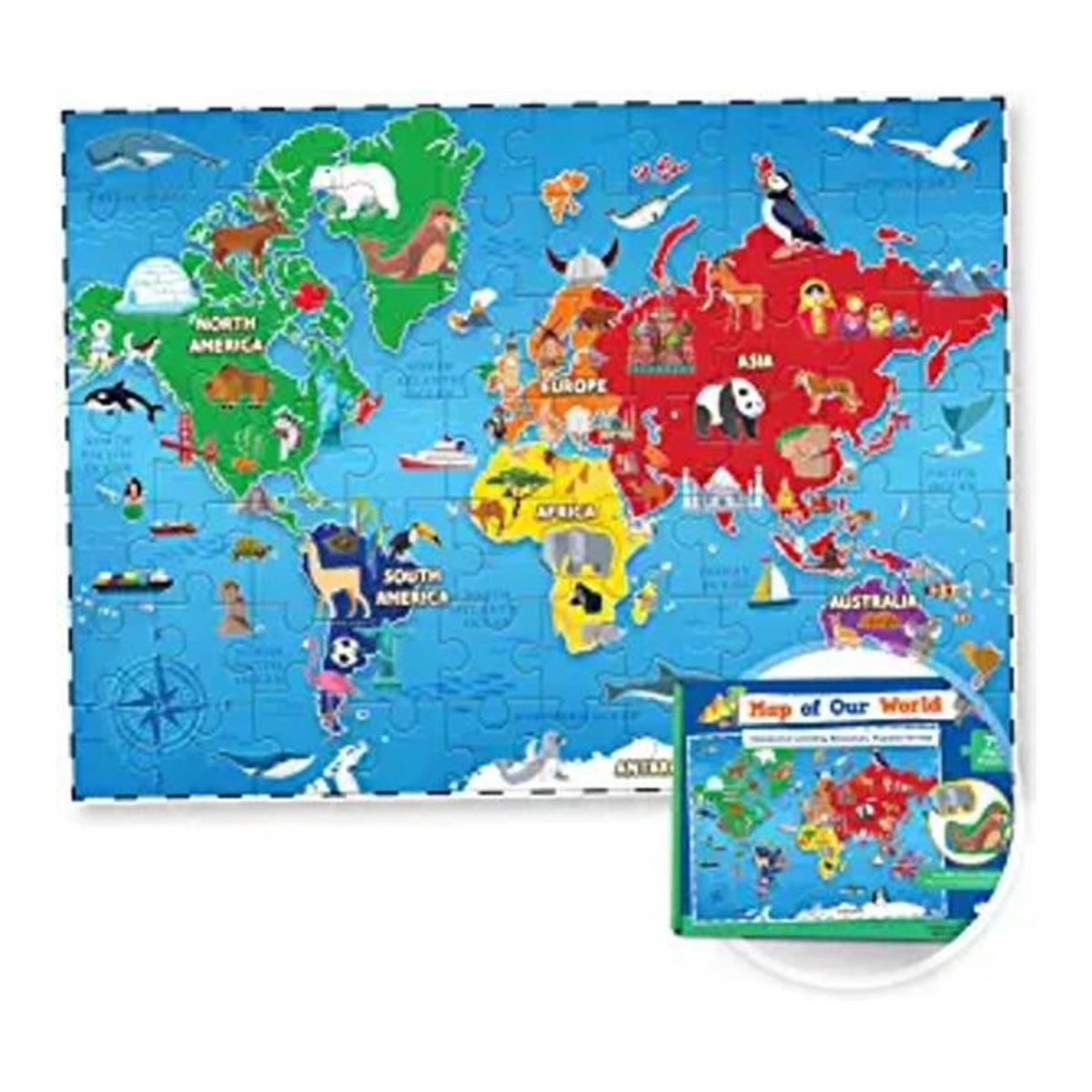 Rompecabezas de mapas mundiales para niños 75 piezas