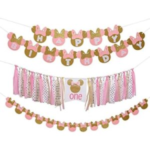 Decoración de fiesta temática de Minnie Mouse rosa y_1