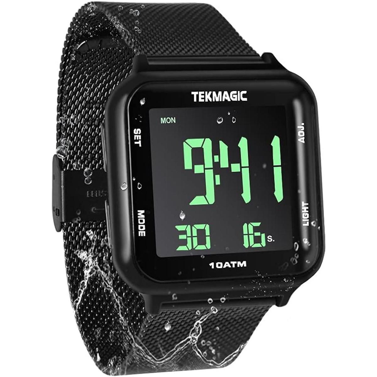 Reloj de buceo digital de 10 ATM con correa de acero