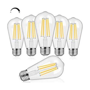 Paquete de 6 bombillas LED Edison regulables de 8 W