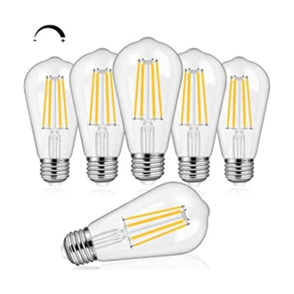 Paquete de 6 bombillas LED Edison regulables de 8 W