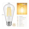 Paquete de 6 bombillas LED Edison regulables de 8 W