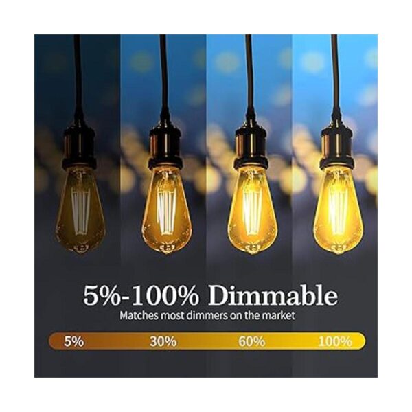 Paquete de 6 bombillas LED Edison regulables de 8 W