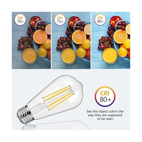 Paquete de 6 bombillas LED Edison regulables de 8 W