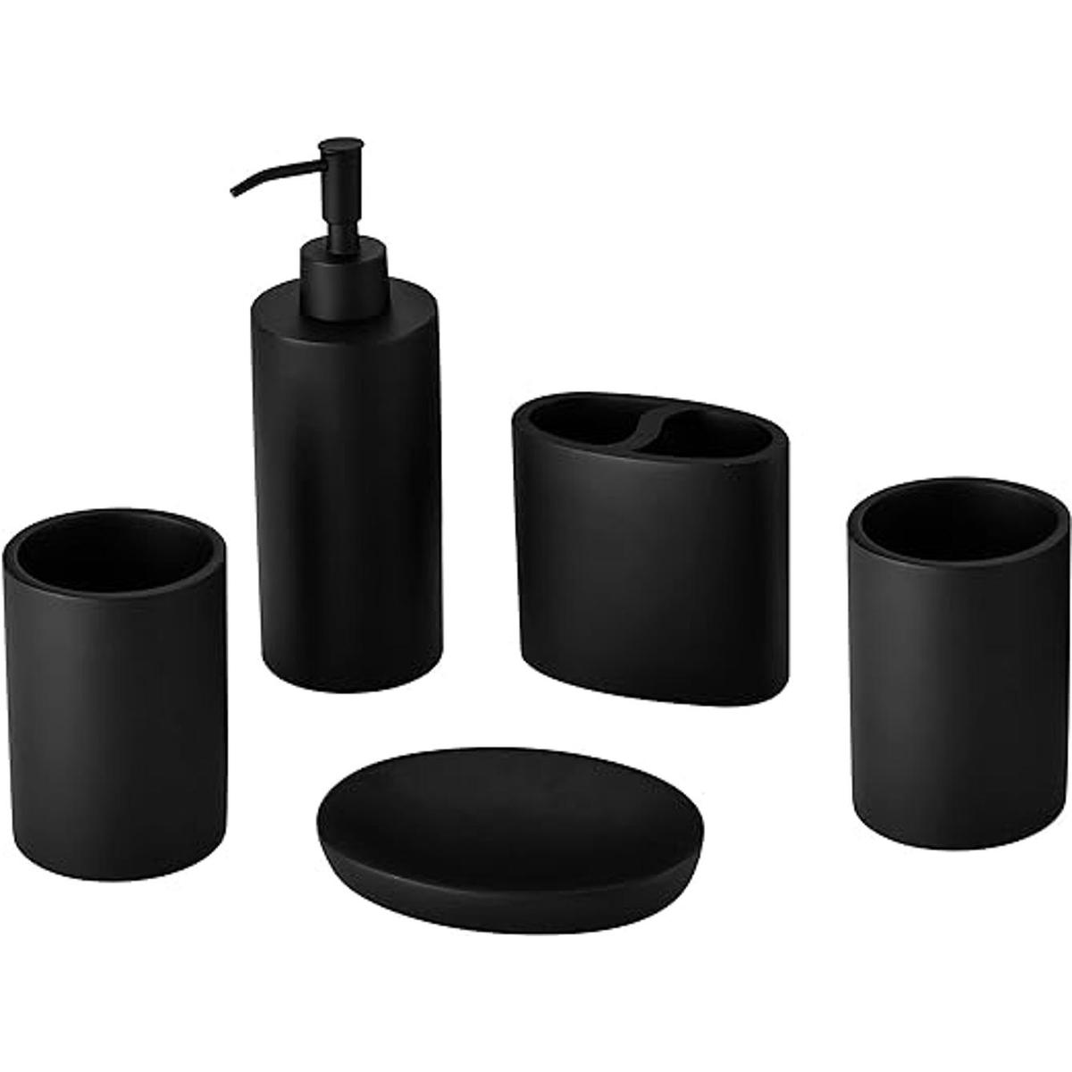 Juego de accesorios de baño de resina en negro juego de