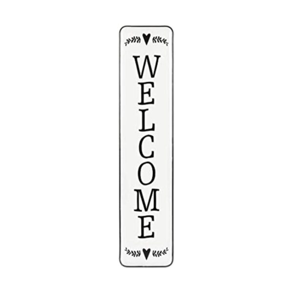 Letrero de bienvenida de metal vertical grande para puerta_1
