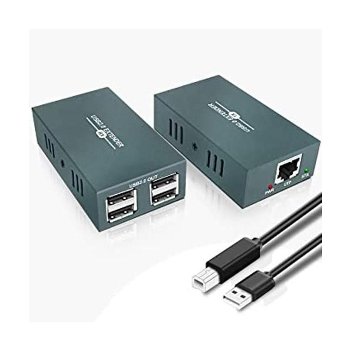 Extensor USB RJ45 LAN Extensión con 4 puertos USB 2.0