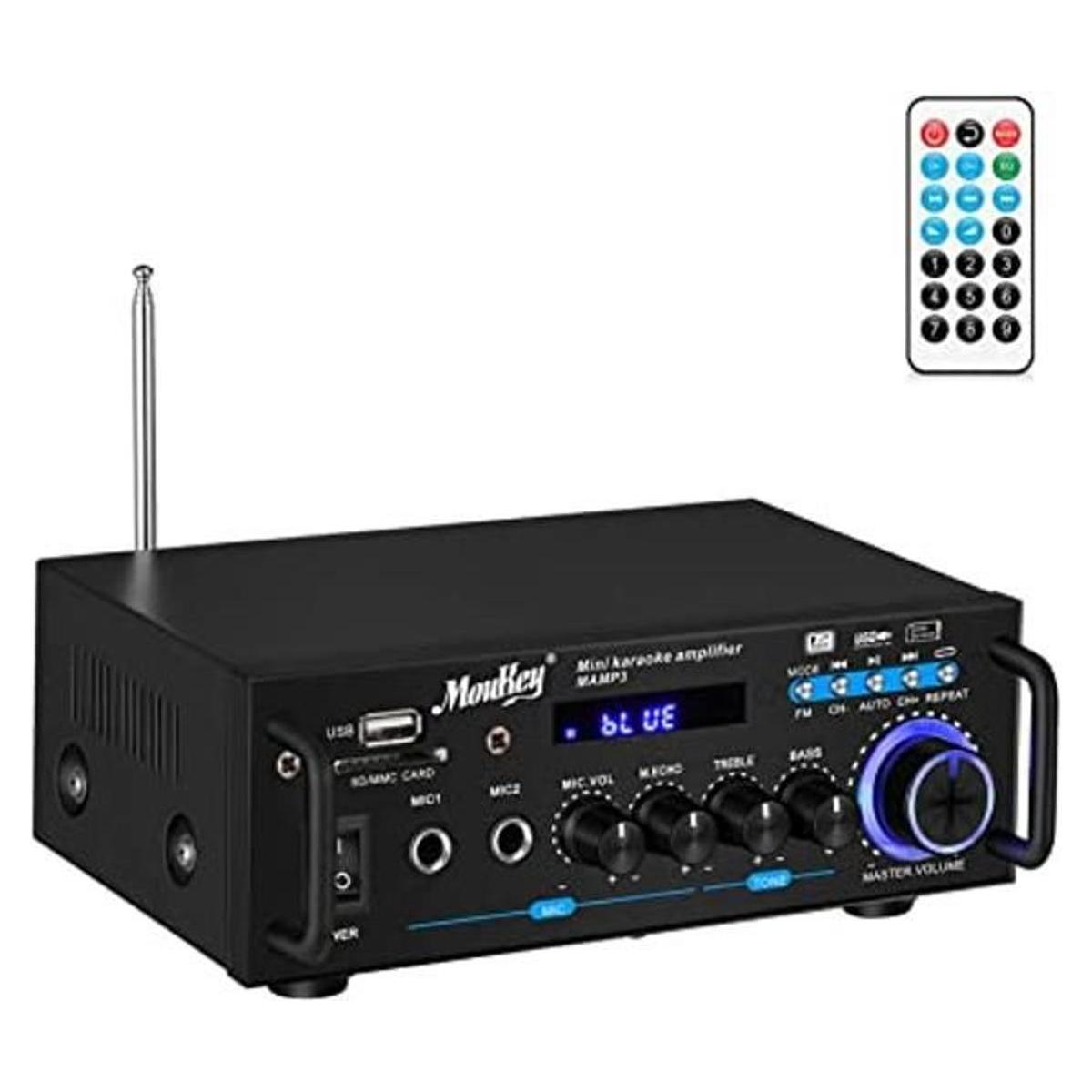Moukey Amplificador de 2 canales para altavoces de audio