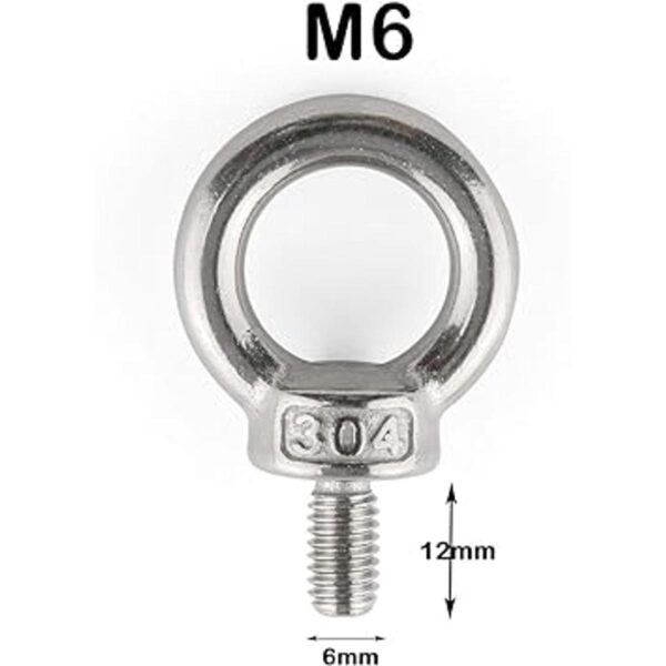Eoutstanding Perno de ojal 6 unidades M6 x 12 rosca_6