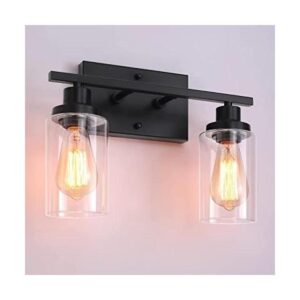 Lámpara de tocador de baño negra con 2 luces de tocador_1