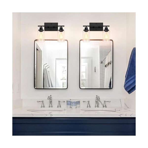 Lámpara de tocador de baño negra con 2 luces de tocador_4