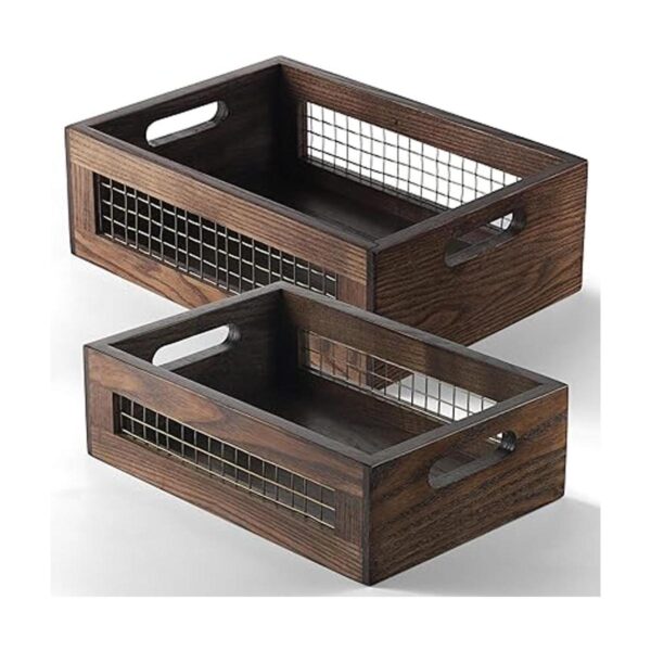 NAGAWOOD Juego de 2 cestas de madera para encimera para
