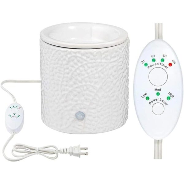 Calentador de velas de cerámica de hoja blanca eléctrico