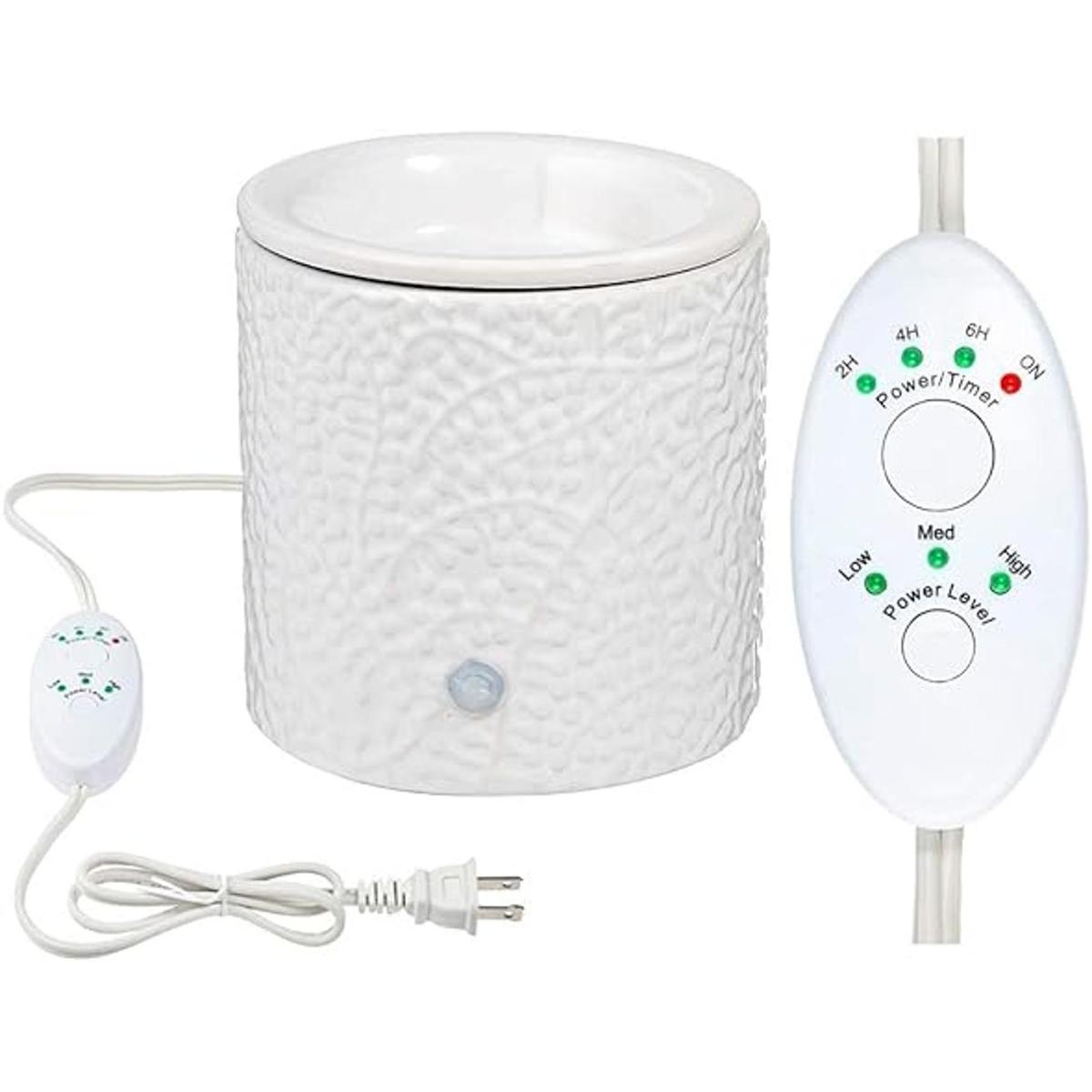 Calentador de velas de cerámica de hoja blanca eléctrico