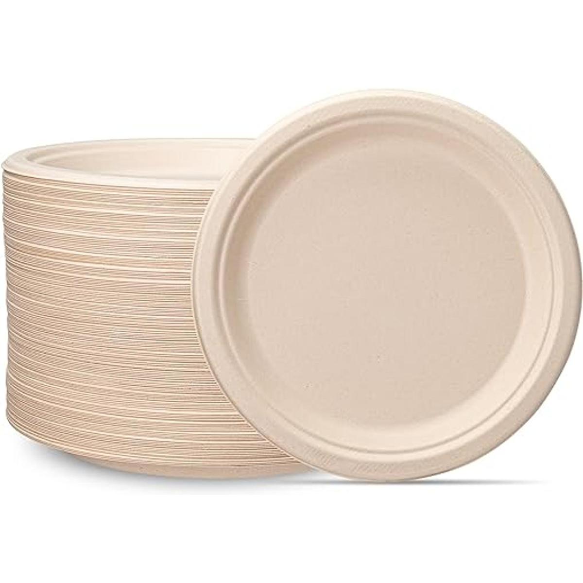 Platos de papel 100 compostables de 9 pulgadas de alta