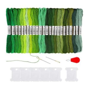 Pllieay 24 madejas de hilo de bordado degradado verde