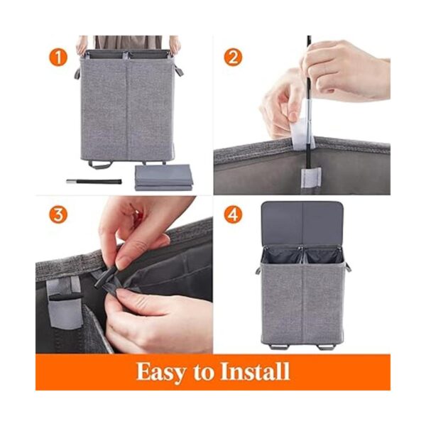 Lifewit Cesta doble de lavandería con tapa y bolsas_3