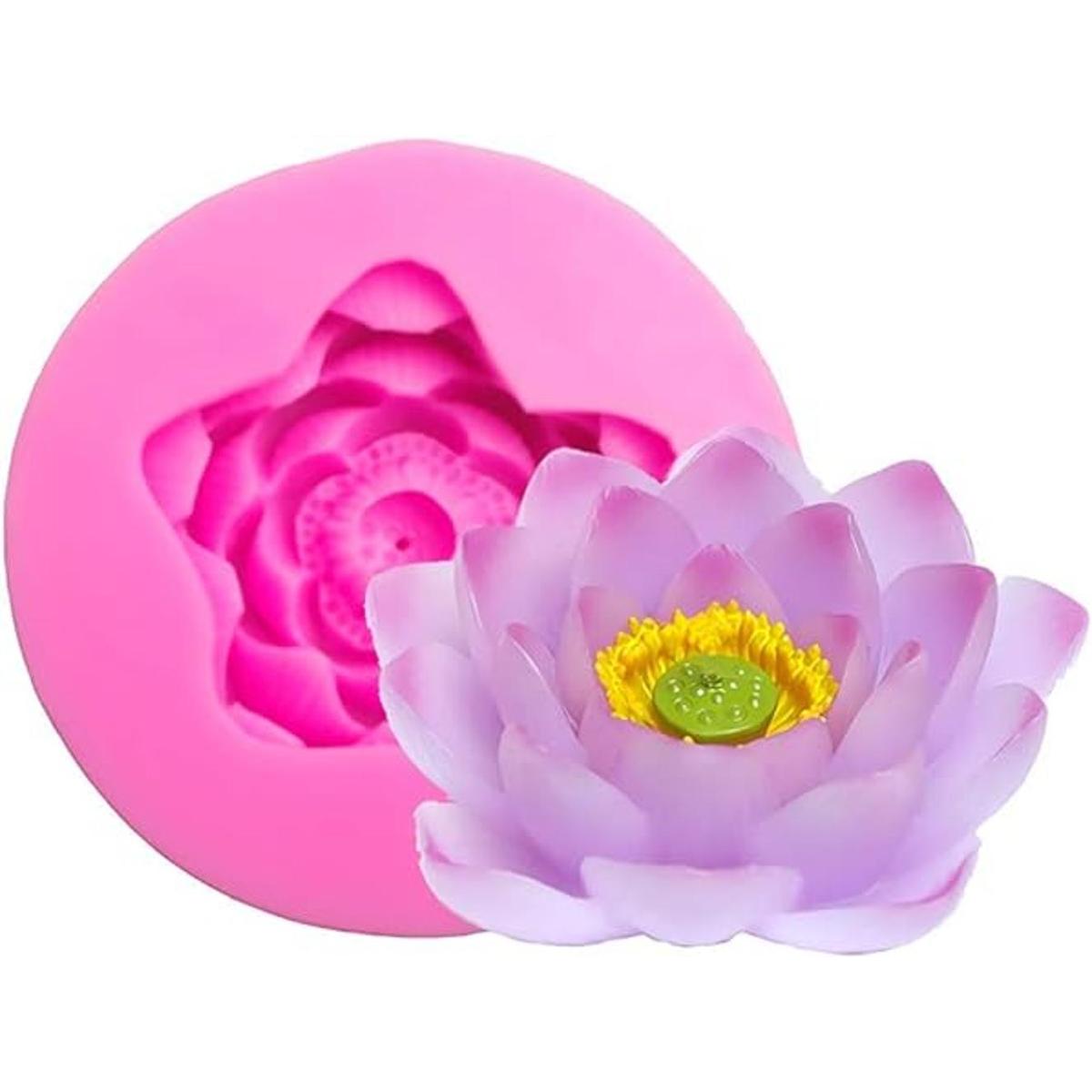 Molde de jabón de silicona en forma de flor de loto 3D