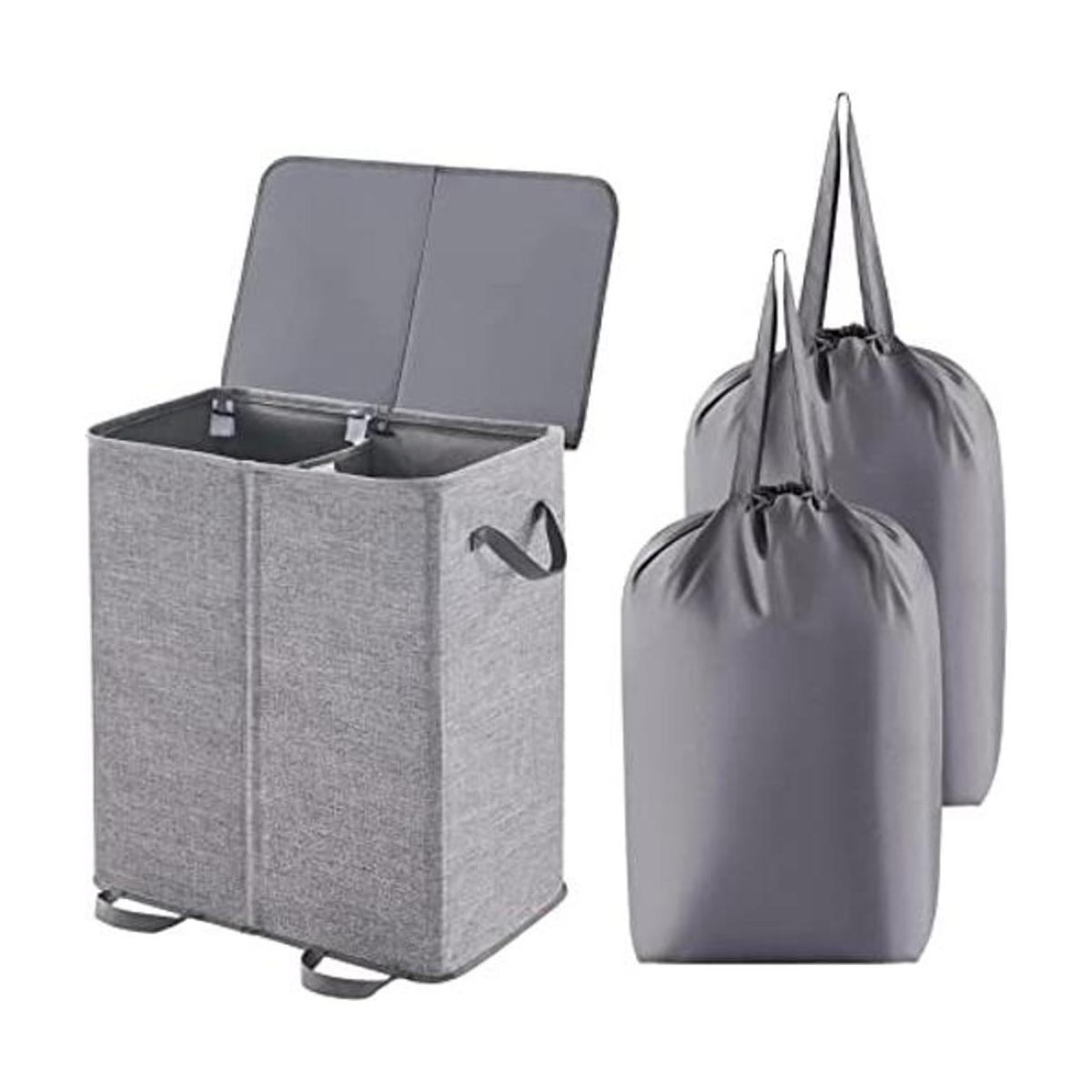 Lifewit Cesta doble de lavandería con tapa y bolsas